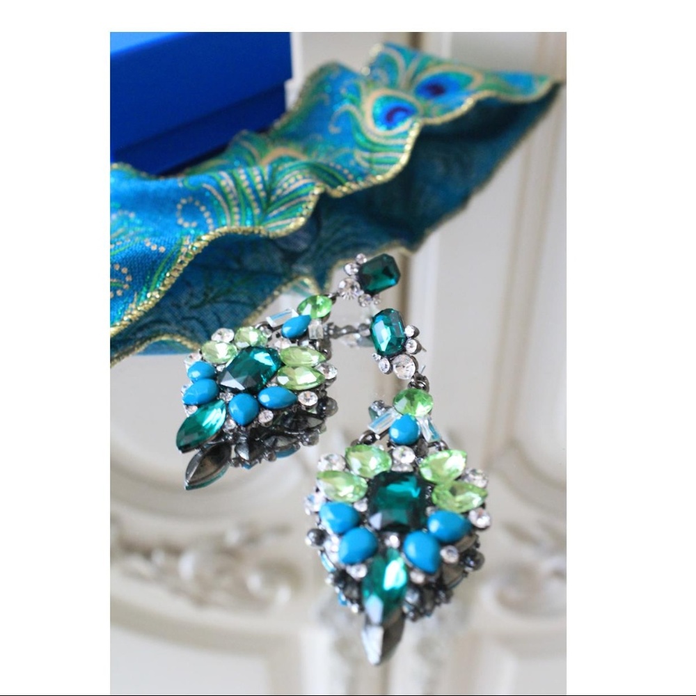 GREEN & AQUA RHINESTONE Earrings
